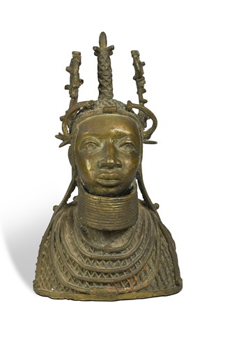 Lot 643 - A bronze bust of a Benin Queen