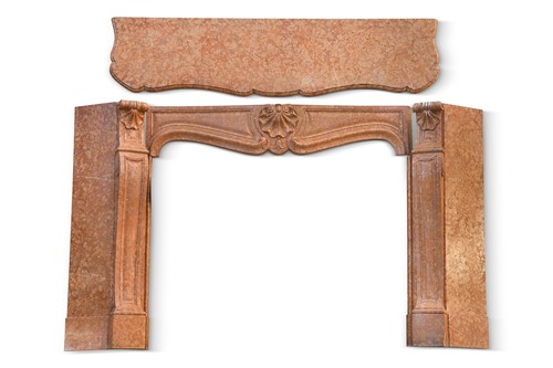 Lot 104 - A French peach marble fireplace, circa 1860
