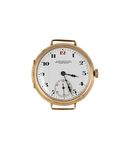 Lot 246 - J. Muller & Sons, Cape Town - An early 20th century 18ct gold trench watch