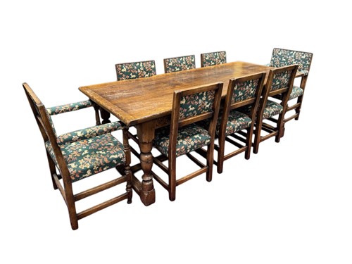 Lot 393 - A 17th century style oak refectory dining...