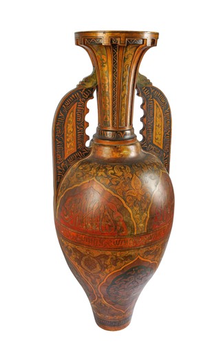Lot 30 - A large two-handled Hispano-Moresque polychrome pottery 'Alhambra' vase, circa 1900
