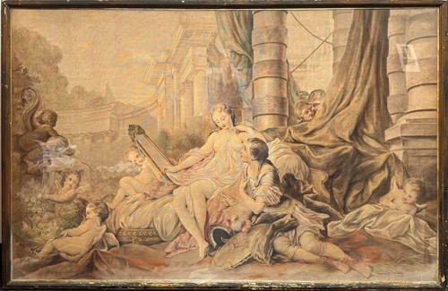 Lot 161 - A very large framed Rococo style decorative...