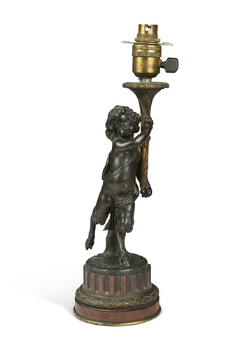 Lot 675 - A French bronze and ormolu table lamp, 19th century