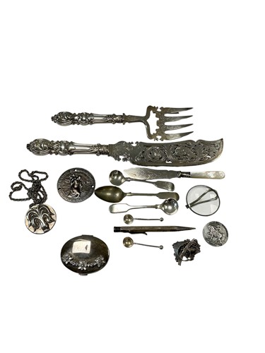 Lot 327 - A silver medallion and chain, together with a...