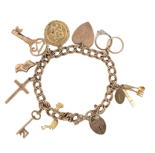 Lot 155 - A late 20th century charm bracelet