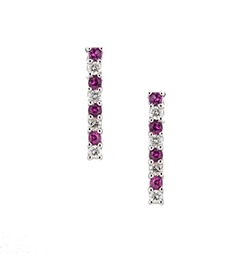 Lot 67 - A pair of 18ct gold pink sapphire and diamond earrings