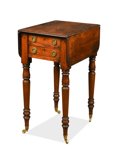 Lot 575 - A mahogany drop-flap work table, early 19th century