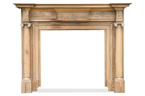 Lot 560 - An Adam style pitch pine fire surround, 19th century