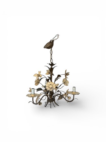 Lot 724 - A French gilt-metal three-light chandelier, 20th century