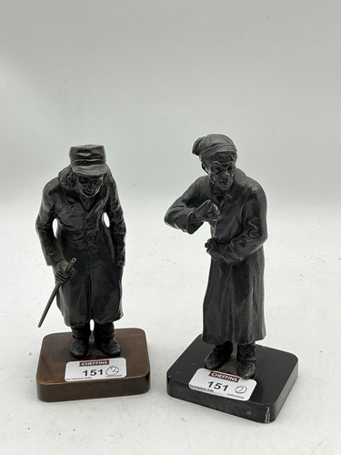 Lot 151 - Two bronze figures of elderly gentleman