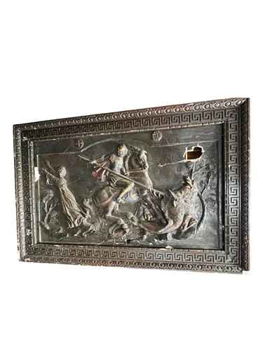Lot 260 - A composition, plaster and wood relief...