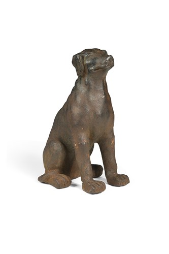 Lot 614 - A cast-iron figure of a seated dog, possibly 19th century