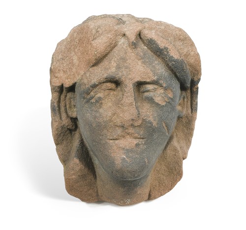 Lot 708 - A British sandstone head of a woman, believed to be 16th century