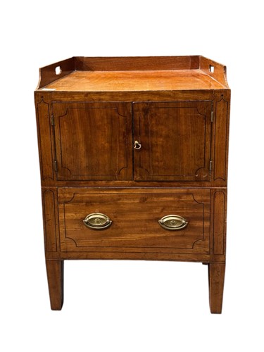 Lot 719 - A mahogany bedside cabinet with ebony banding...