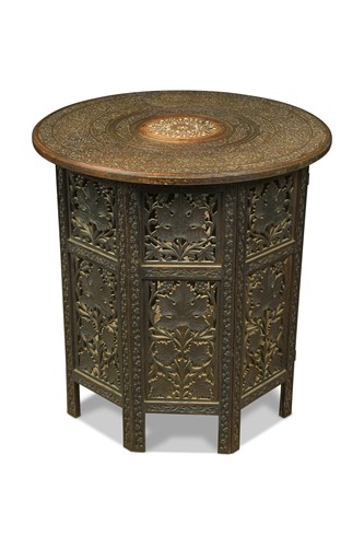 Lot 527 - A Hoshiarpur carved wood occasional table, circa 1900