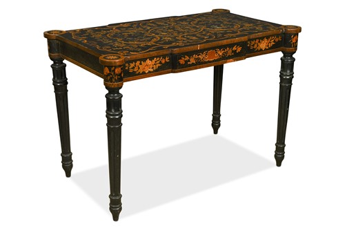 Lot 482 - An ebonised and marquetry inlaid centre table, 19th century