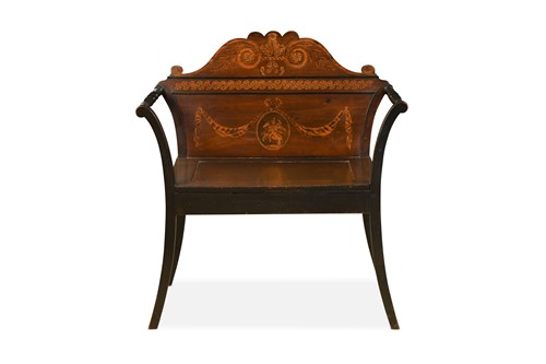 Lot 462 - A mahogany and marquetry hall seat, circa 1800