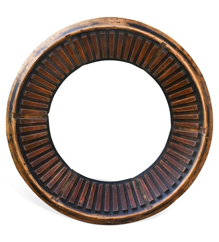 Lot 567 - A large laminated wooden 60-tooth cogwheel, late 19th/early 20th century