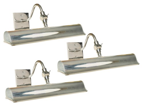 Lot 643 - A set of three Grosvenor picture lights in polished nickel by Charles Edwards
