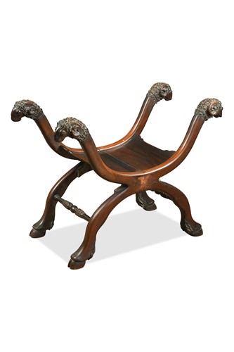 Lot 547 - A Regency carved mahogany 'curule' stool