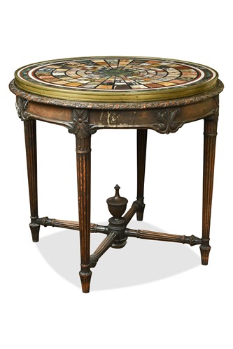 Lot 623 - A specimen marble topped circular table, 19th century