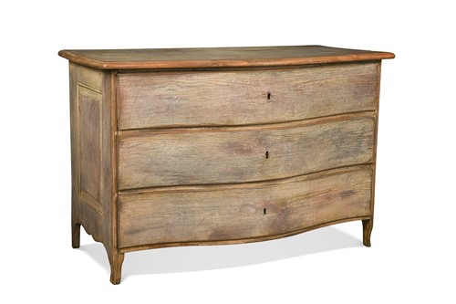 Lot 569 - A Continental grey painted serpentine chest of drawers, 19th century