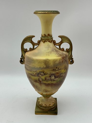 Lot 51 - A Royal Worcester two-handled vase painted...
