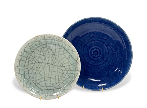 Lot 28 - A Chinese Guan-style shallow dish, probably late 19th century