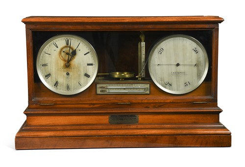 Lot 665 - J H Steward, London, a walnut weather station, circa 1900