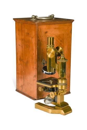 Lot 689 - A lacquered brass microscope by E. Leitz Wetzlar, circa 1900