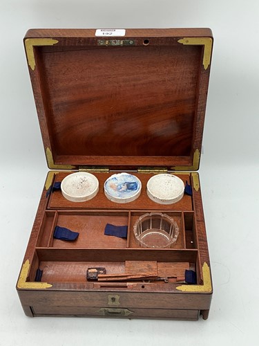 Lot 192 - A Victorian mahogany paint box with drawer...