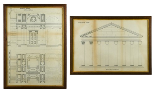Lot 651 - Two pen and ink architectural studies, early 20th century