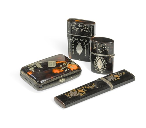 Lot 588 - A tortoiseshell and piquéwork etui