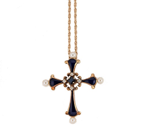 Lot 146 - Igor Carl Fabergé for Franklin Mint - A midnight cross pendant