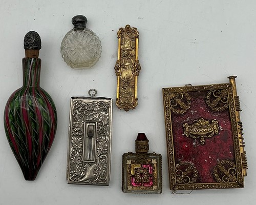 Lot 168 - Three glass perfume bottles, a Victorian...