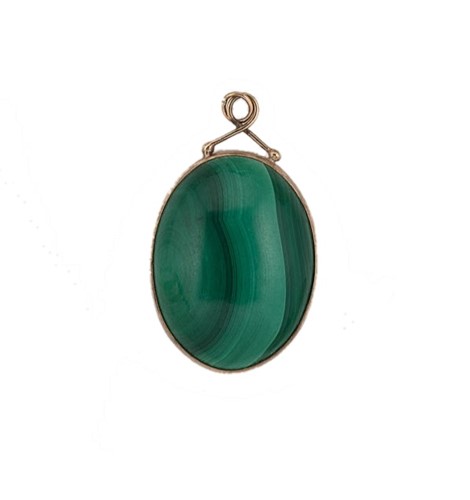 Lot 83 - A 9ct gold malachite pendant