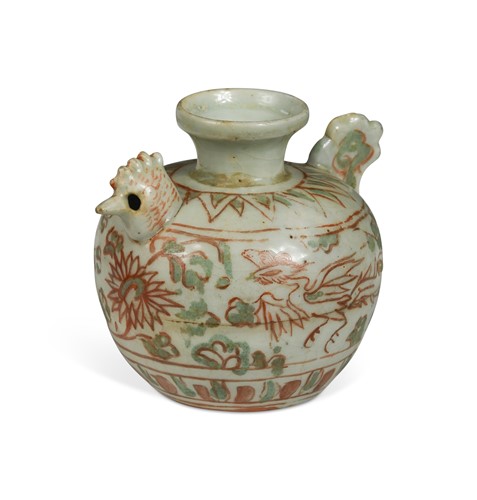 Lot 4 - A Chinese porcelain cockerel water dropper, Ming Dynasty, 15th century