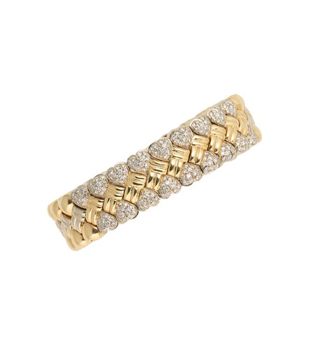 Lot 168 - A diamond set heart cuff bangle