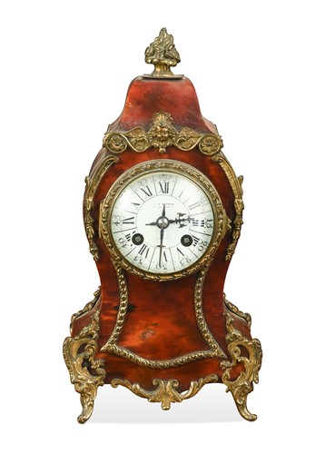 Lot 578 - A French tortoiseshell mantel clock, late 19th century