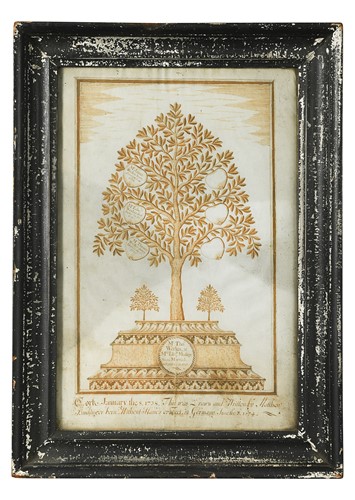 Lot 329 - Matthias (Matthew) Buchinger (1674-1740), Mr Thomas Weekes' micrographic partial family tree, 1738
