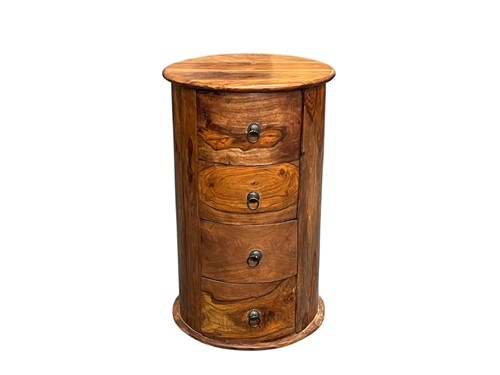 Lot 685 - An Indian cylindrical hardwood chest, modern