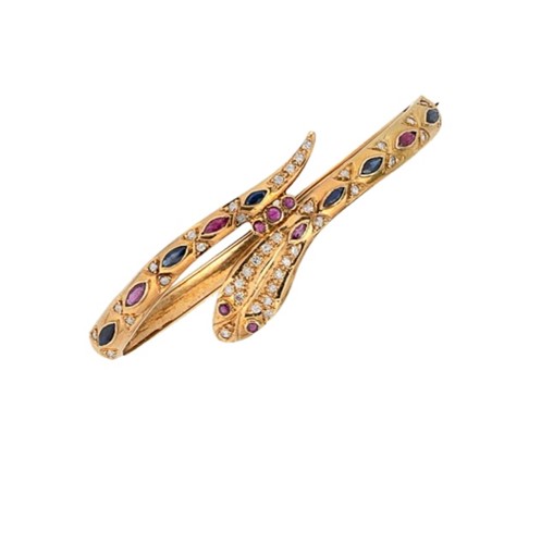 Lot 69 - A modern serpent hinged bangle