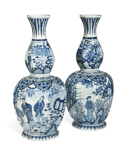 Lot 331 - A pair of Delft blue and white vases, 19th century