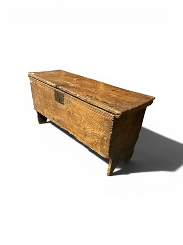 Lot 679 - An elm six plank chest, 17th century, with...