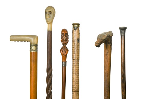 Lot 643 - Seven walking sticks or canes, 19th century