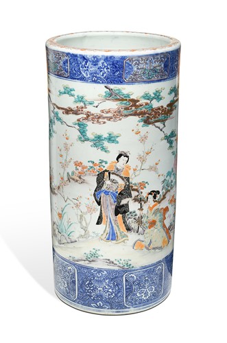 Lot 83 - A large Japanese porcelain stick stand, Meiji period