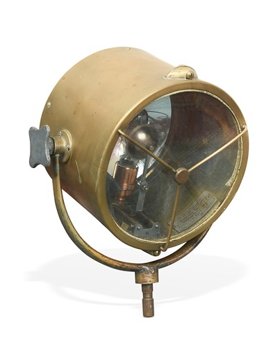 Lot 74 - A nautical brass searchlight by Francis Searchlights, Bolton, Lancashire
