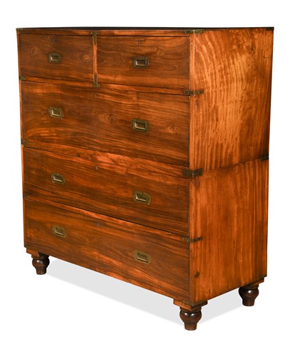 Lot 583 - A huanghuali and brass bound campaign chest, 19th century