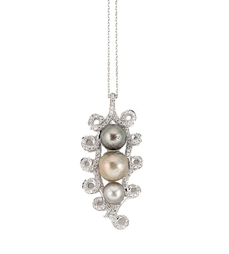 Lot 119 - Fei Liu - A cultured pearl and diamond pendant and chain