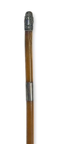 Lot 45 - A silver mounted rhino riding crop